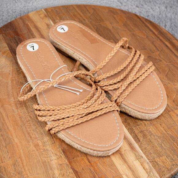 Madewell The Kathryn Espadrille Braided Leather Slide Sandals Womens 7 - Picture 1 of 5